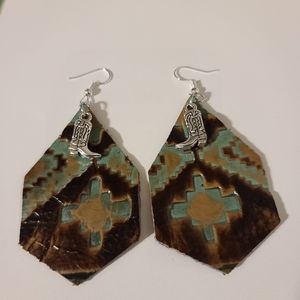 Handmade embossed leather earrings